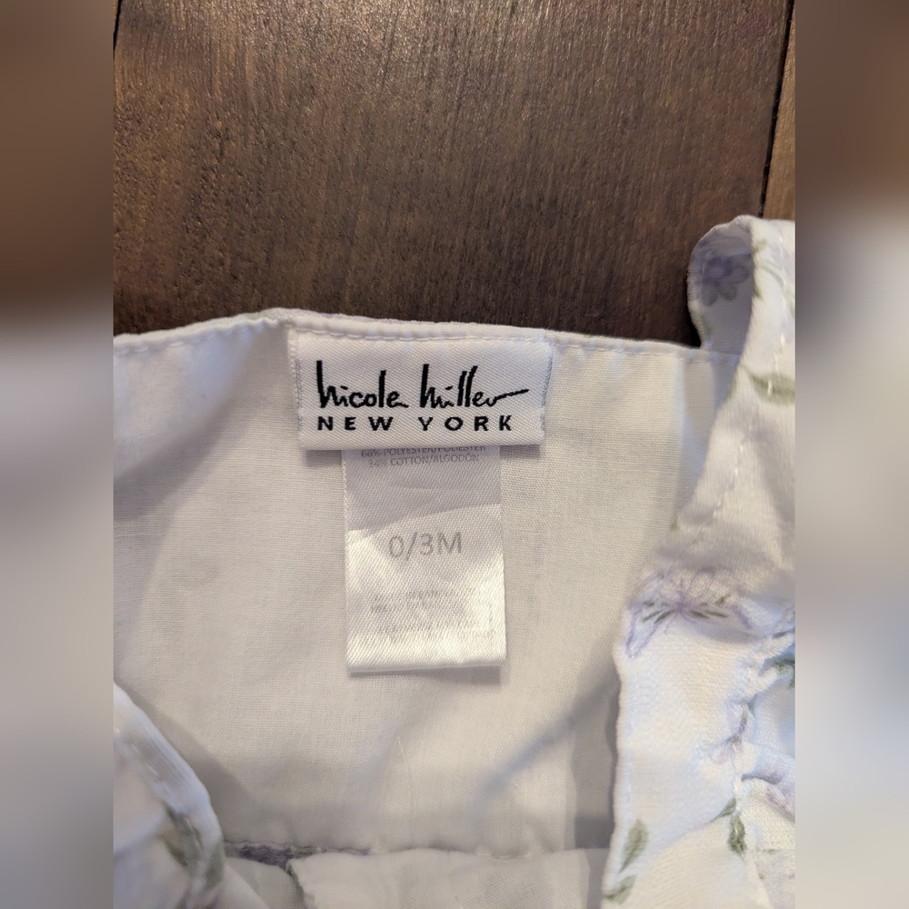 Nicole Miller New York 0-3 Months Infant Girls White Floral‎ Dress With Ruffles - Picture 3 of 8